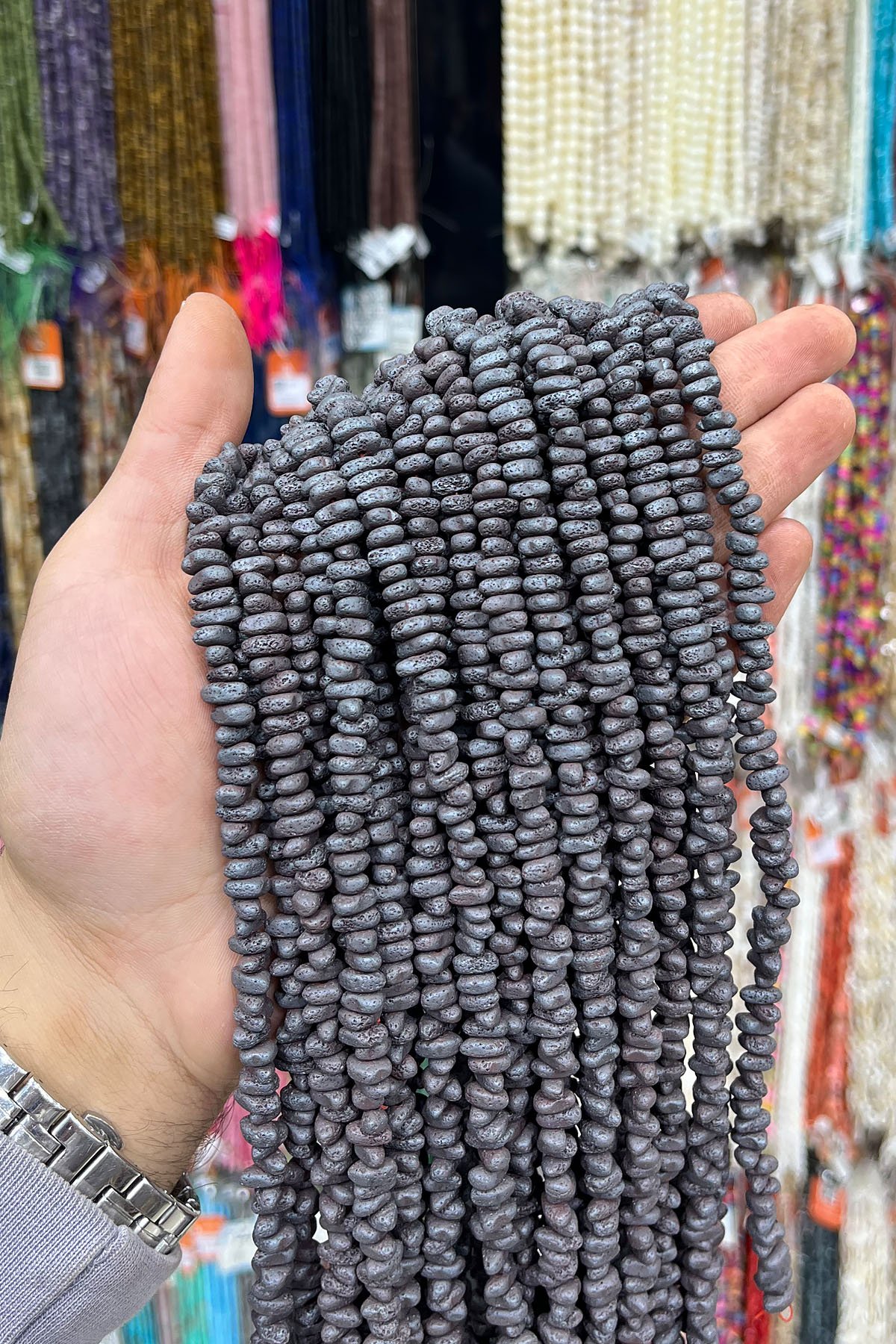 Hematit Taşı Amorf Kesim 5x3mm- Mat Gri Doğal Taş Dizi