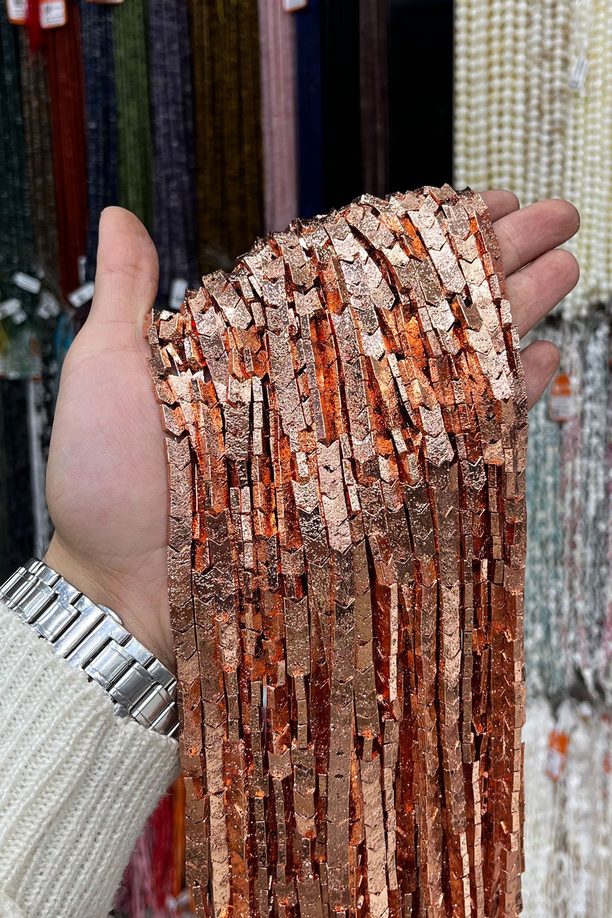 Hematit Taşı Çavuş Kesim 6x6mm- Parlak Roz Doğal Taş Dizi