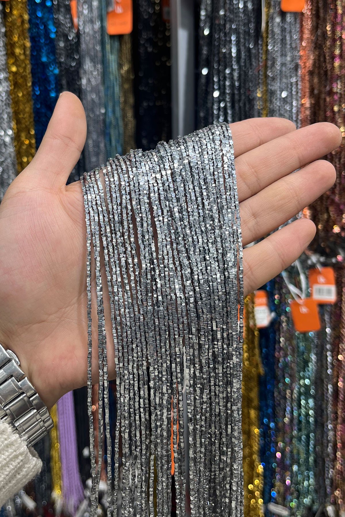 Hematit Taşı Kare Rondela Kesim 1.5x0.8mm- Parlak Gümüş Doğal Taş Dizi