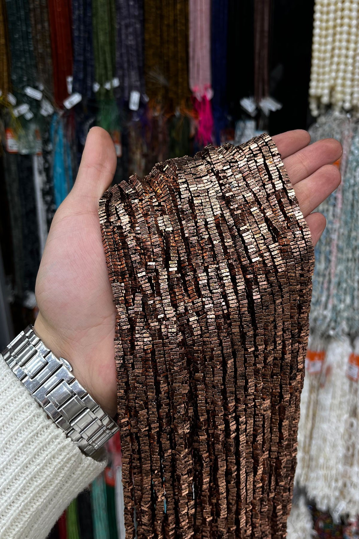 Hematit Taşı Kare Rondela Kesim 4x1mm - Pütürlü Antik Bakır Doğal Taş Dizi