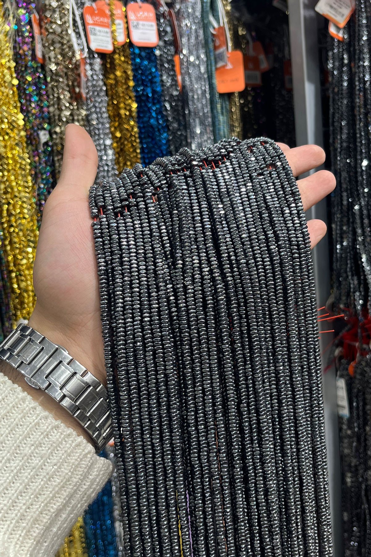 Hematit Taşı Rondela Kesim 4x2mm- Parlak Füme Doğal Taş Dizi