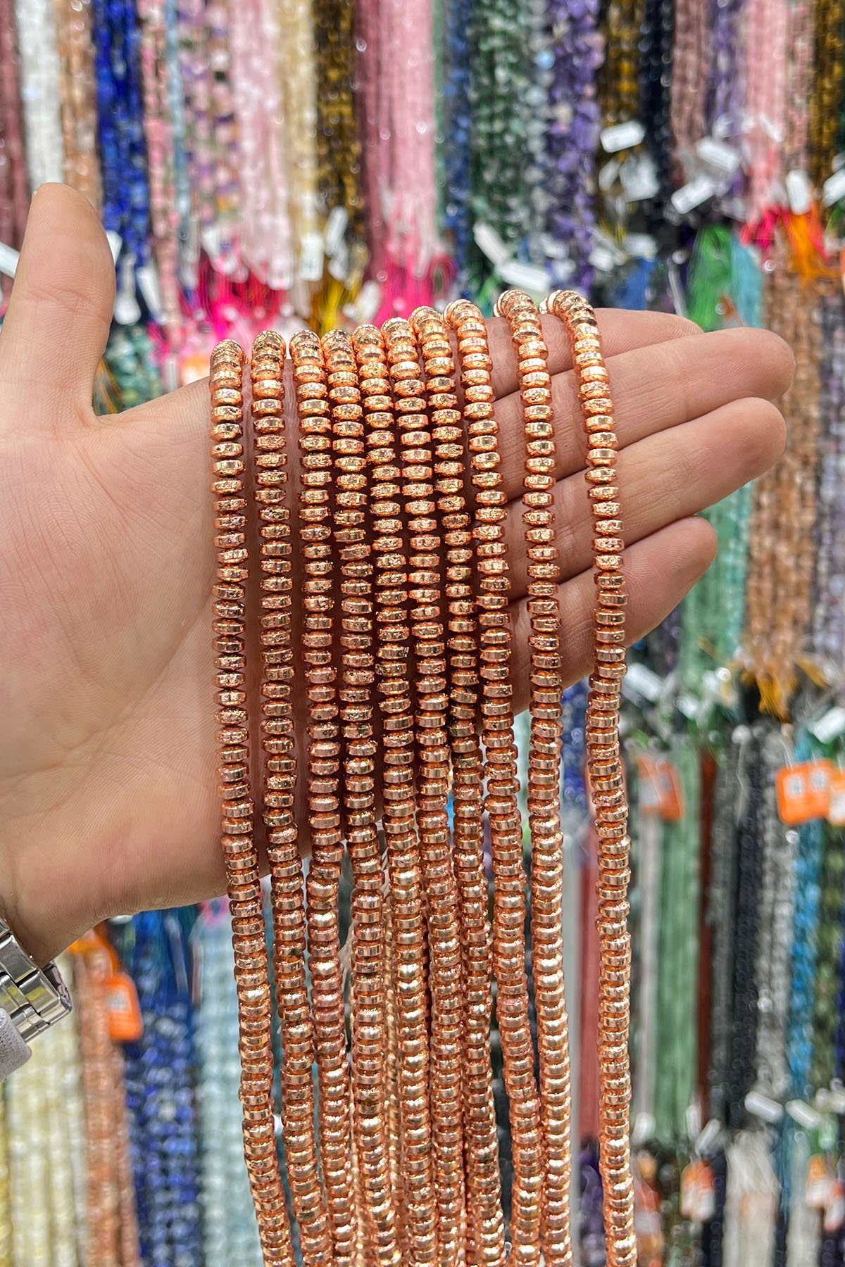 Hematit Taşı Rondela Kesim 6x3mm- Parlak Roz Doğal Taş Dizi