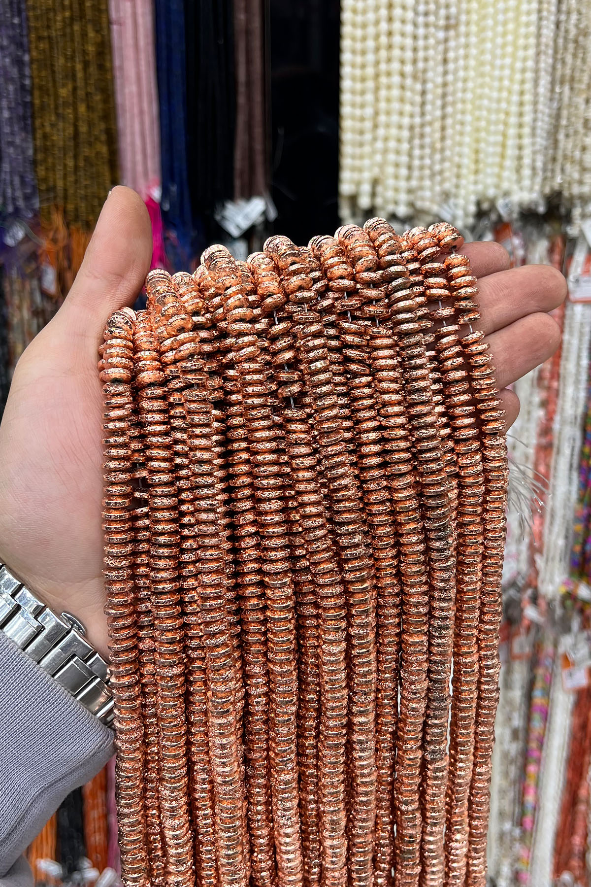 Hematit Taşı Rondela Kesim 8x3mm- Parlak Roz Doğal Taş Dizi