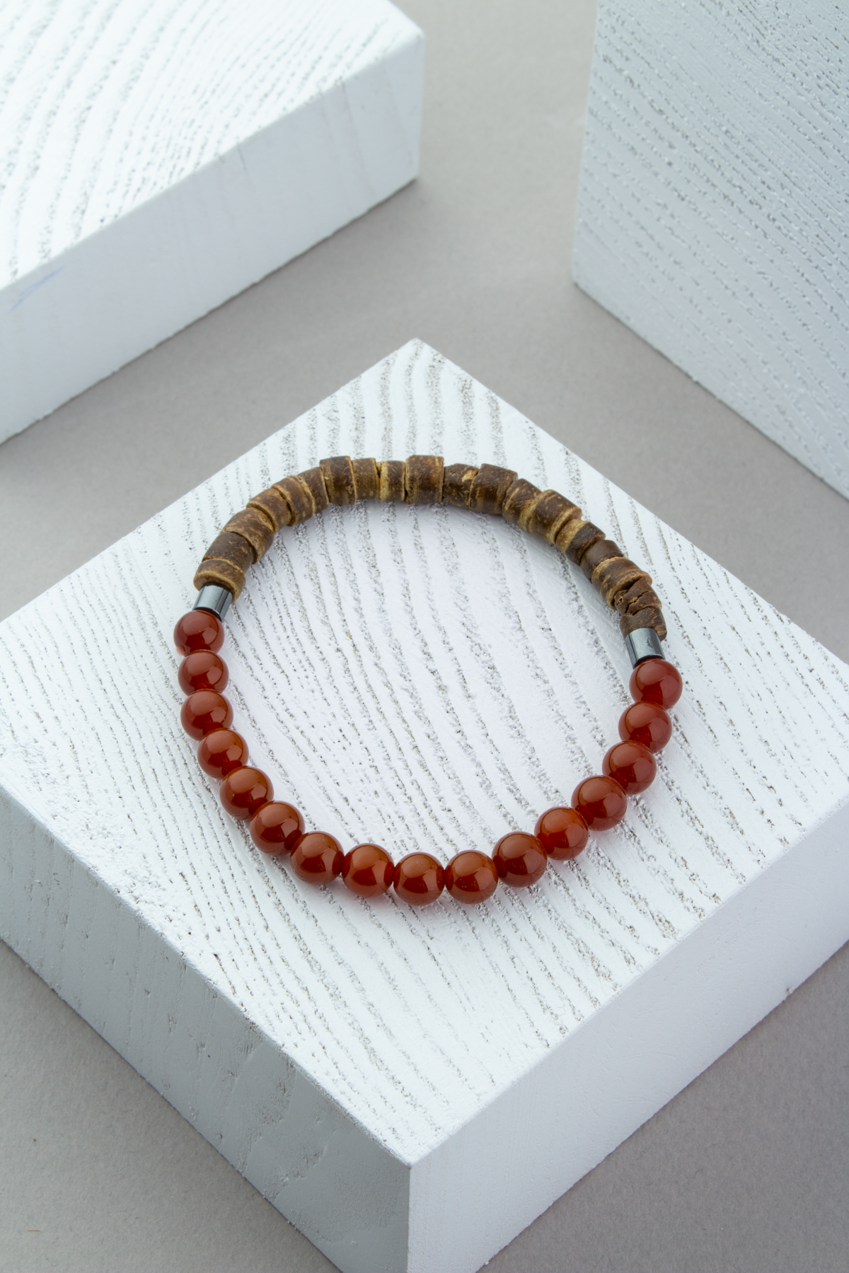 Hindistan Cevizi Ağacı - Karnelyan Akik Doğal Taş Bileklik