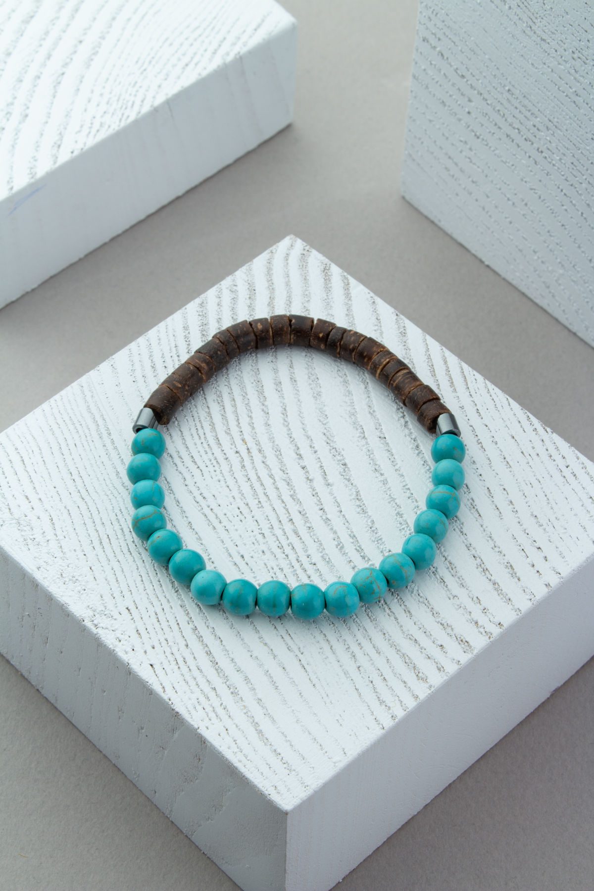 Hindistan Cevizi Ağacı - Turkuaz Doğal Taş Bileklik