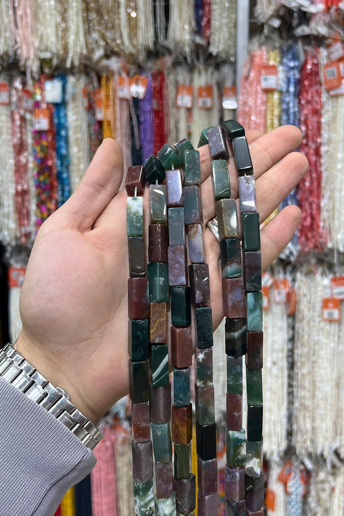 Hint Akik Doğal Taş Dikdörtgen Kesim 8x20mm Dizi