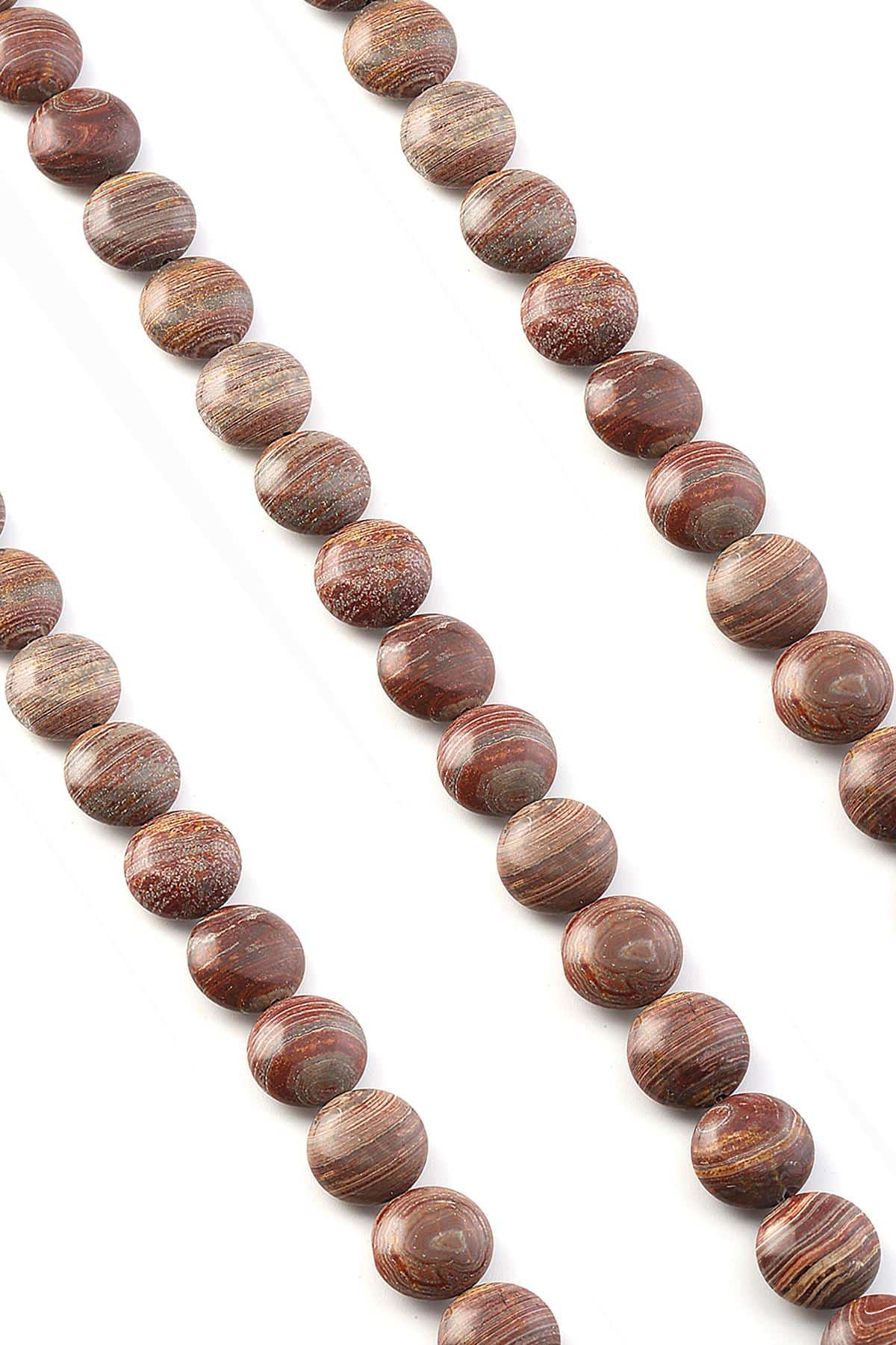 Jasper Doğal Taş Parlak Kahverengi Daire Kesim 14mm Dizi [AB+]