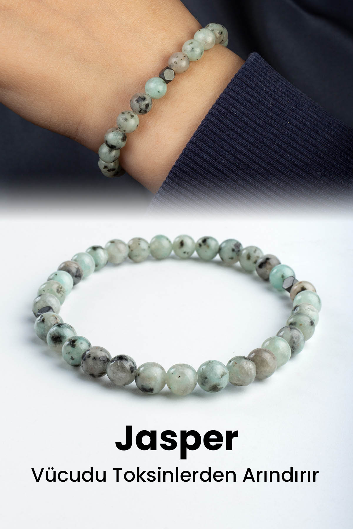 Kivi Jasper Doğal Taş Küre Kesim 6mm Bileklik