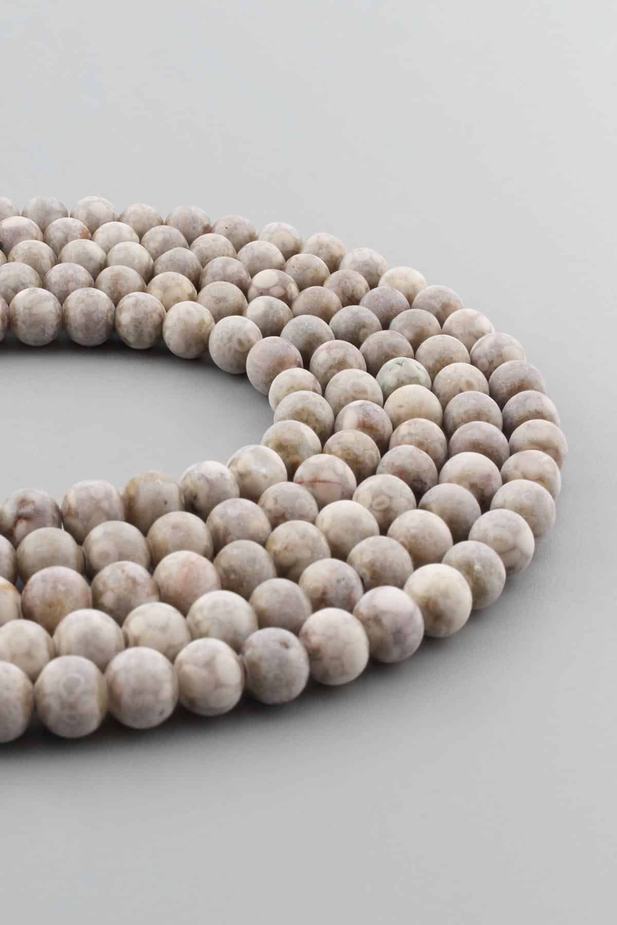 Jasper Doğal Taş Mat Krem Küre Kesim 6mm Dizi [AA]