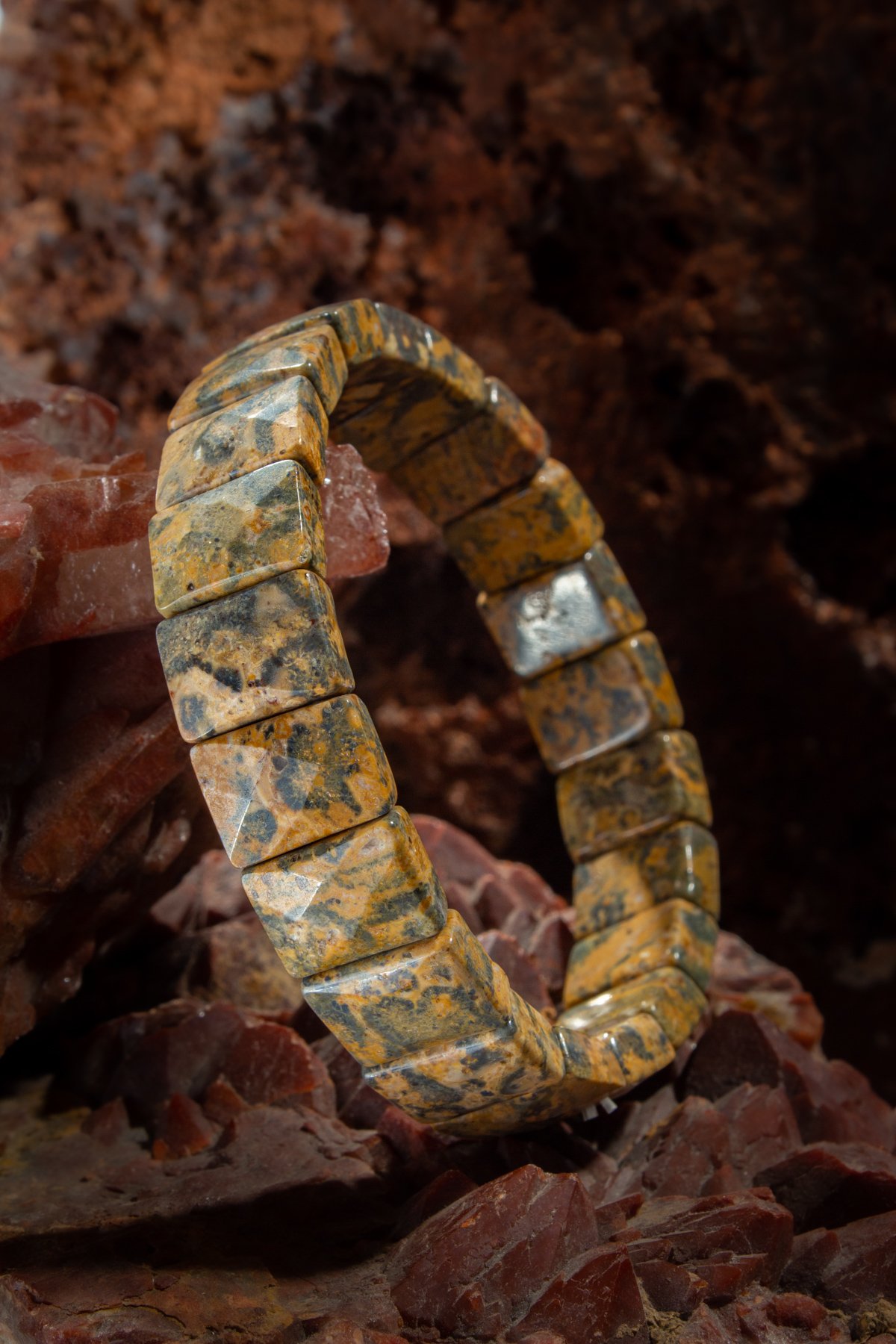 Jasper Doğal Taş Dikdörtgen Kesim Bileklik