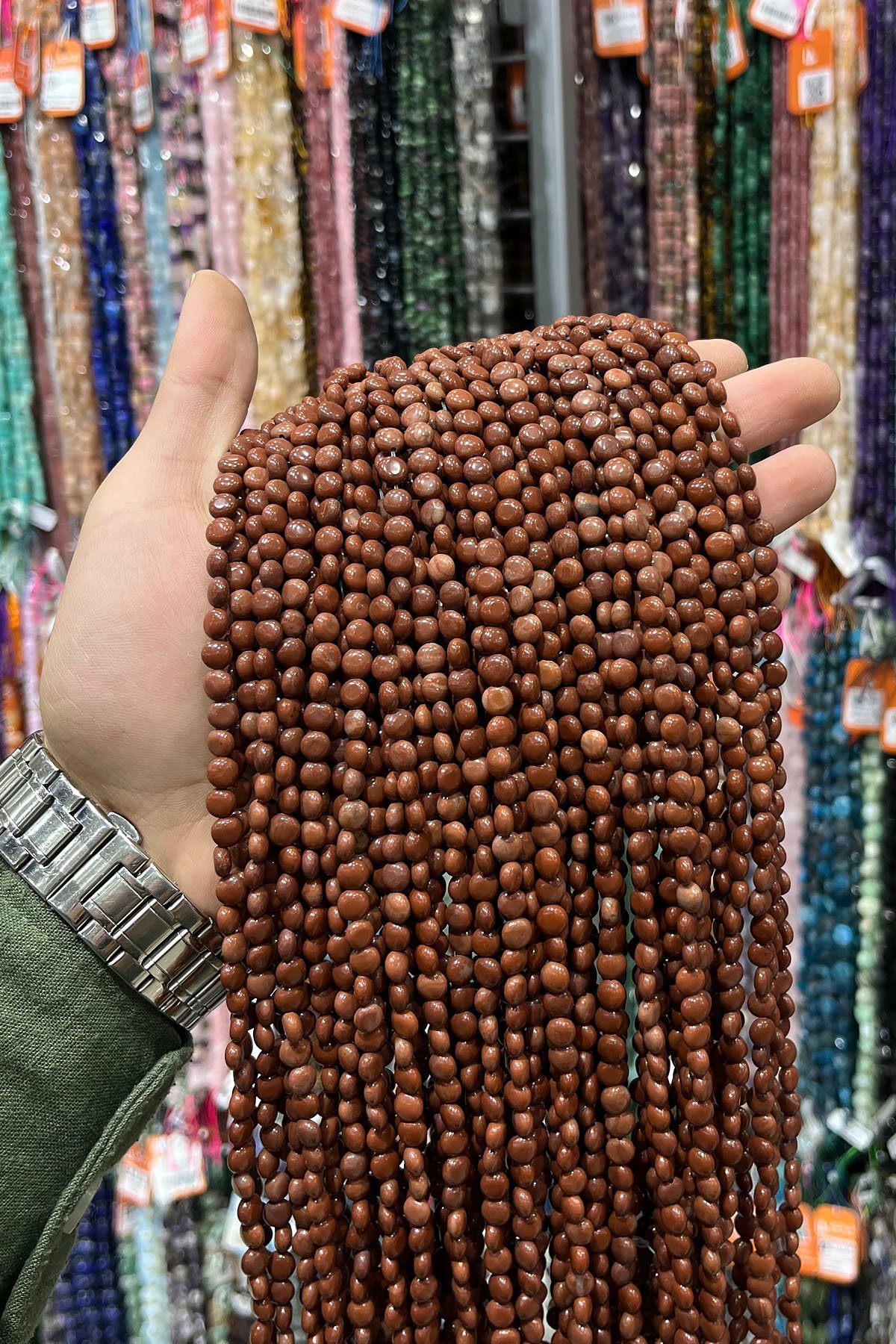 Jasper Doğal Taş Parlak Kahverengi Daire Kesim 6mm Dizi [AB]