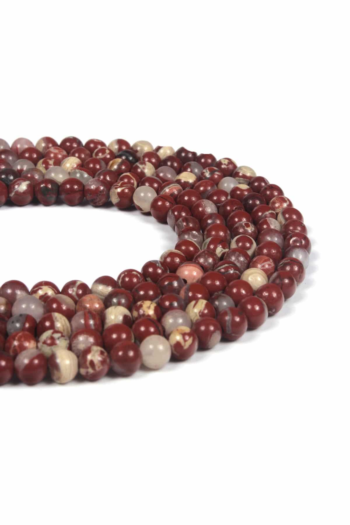 Jasper Doğal Taş Parlak Kırmızı Küre Kesim 4mm Dizi
