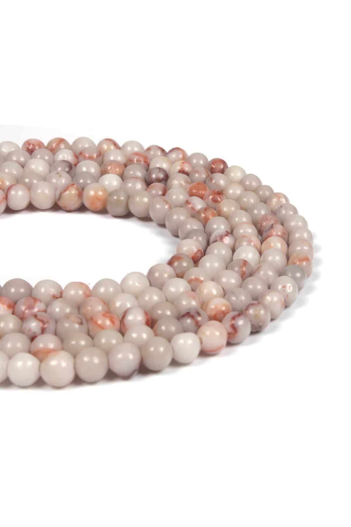 Jasper Doğal Taş Parlak Pembe Küre Kesim 4mm Dizi [AA]