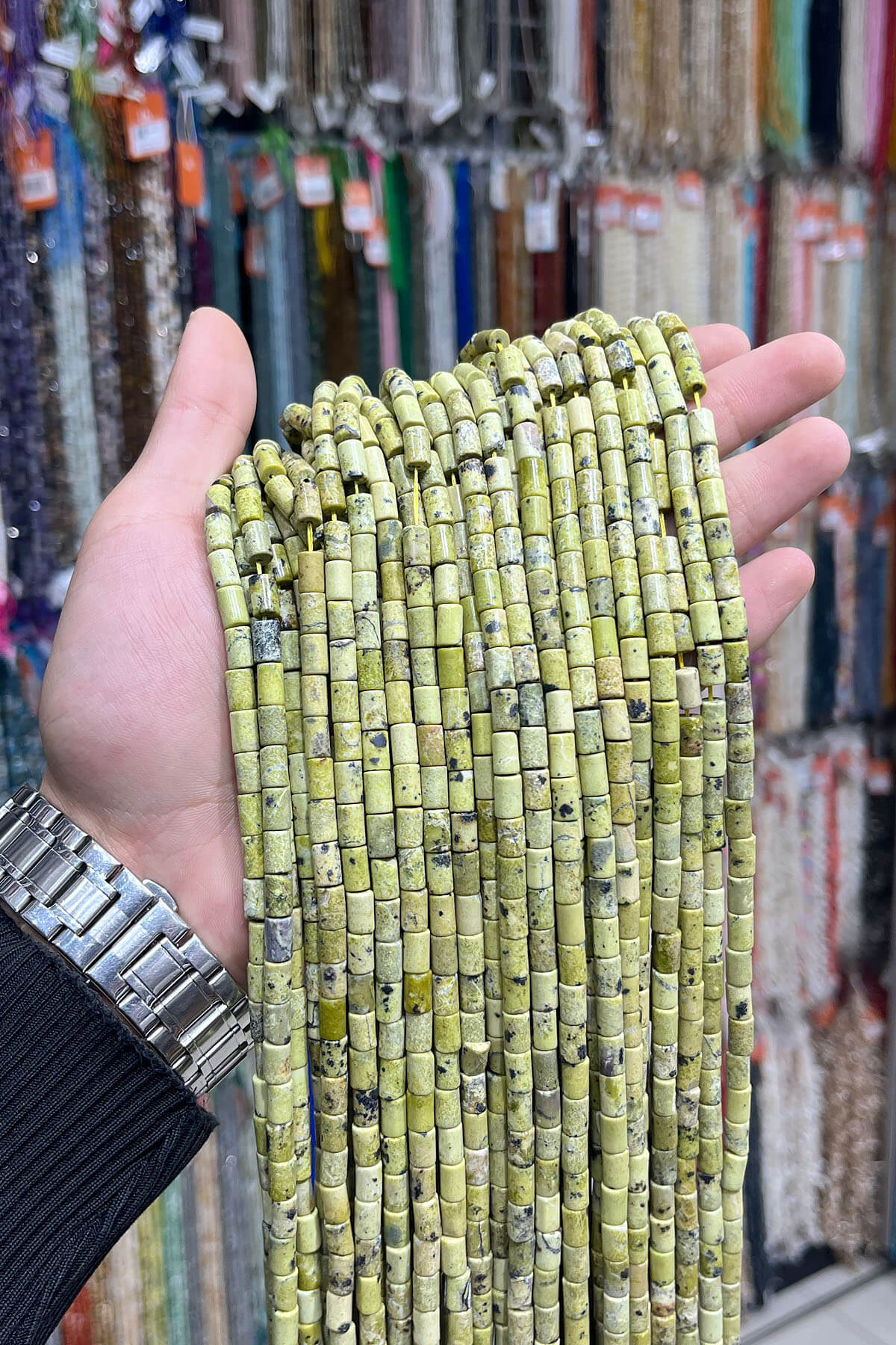 Jasper Doğal Taş Yeşil Silindir Kesim 5x8mm Dizi