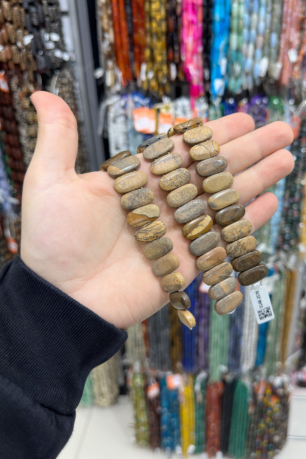 Jasper Taşı Oval Kesim Çift Delikli 10x20mm Dizi