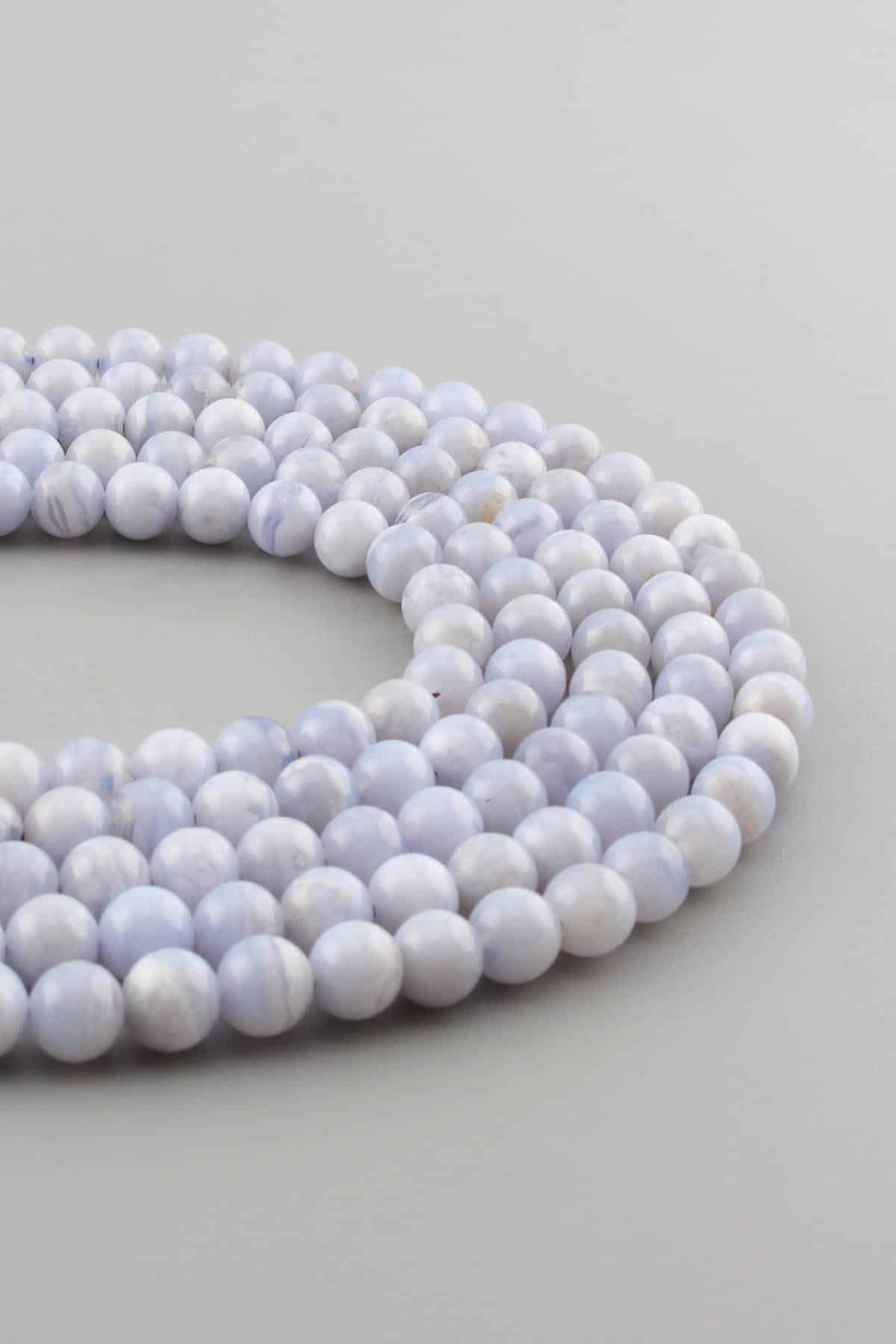 Kalsedon Doğal Taş Parlak Küre Kesim 6mm Dizi [AA]