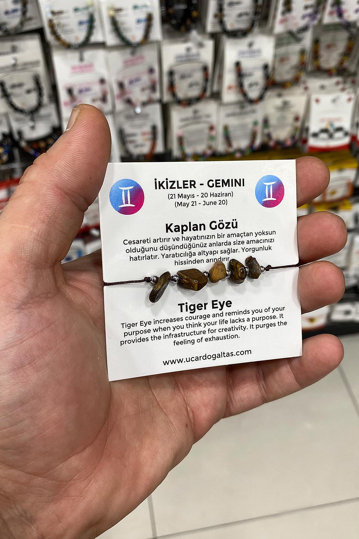 Kaplan Gözü Doğal Kırık Taş İkizler Burcu Bilekliği