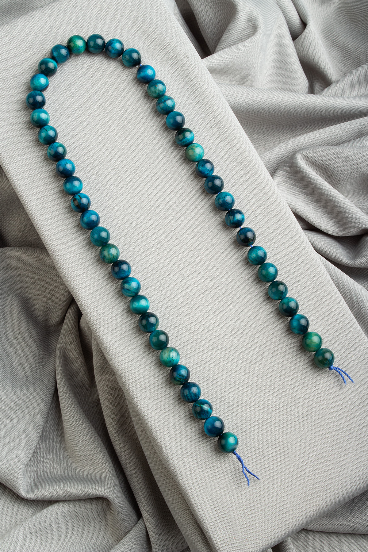 Kaplan Gözü Doğal Taş Parlak Mavi Küre Kesim 8mm Dizi [AA]