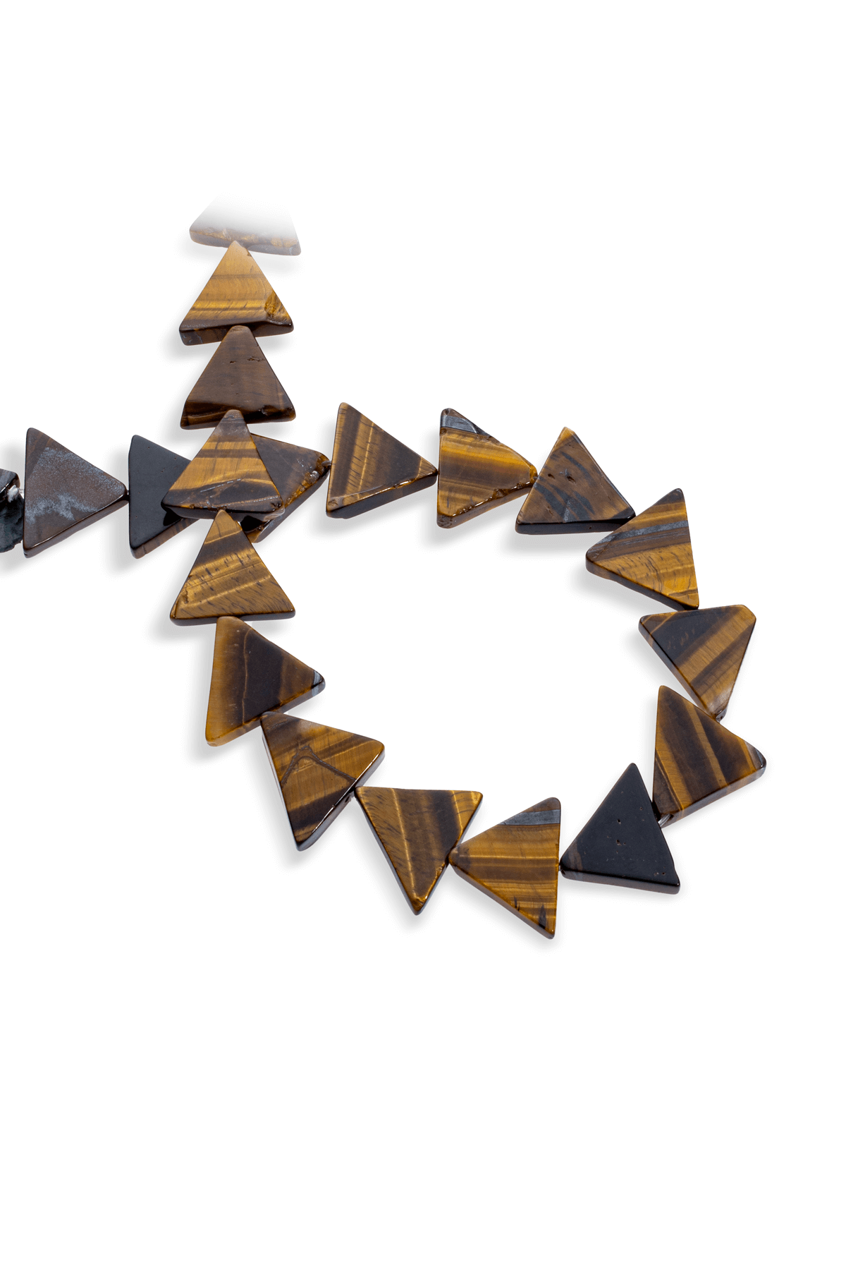 Kaplan Gözü Doğal Taş Parlak Üçgen Kesim 20mm Dizi