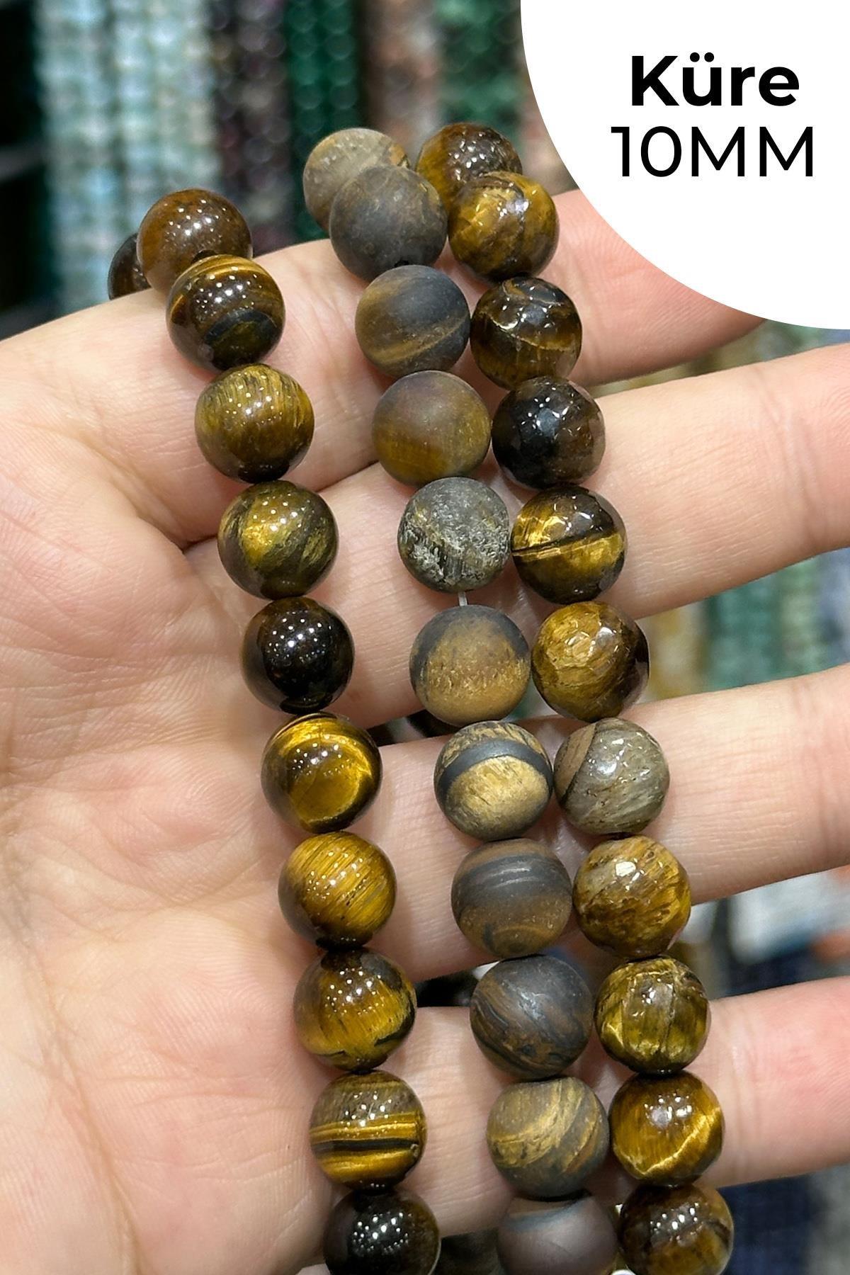 Kaplan Gözü Doğal Taş Küre Kesim 10mm Dizi