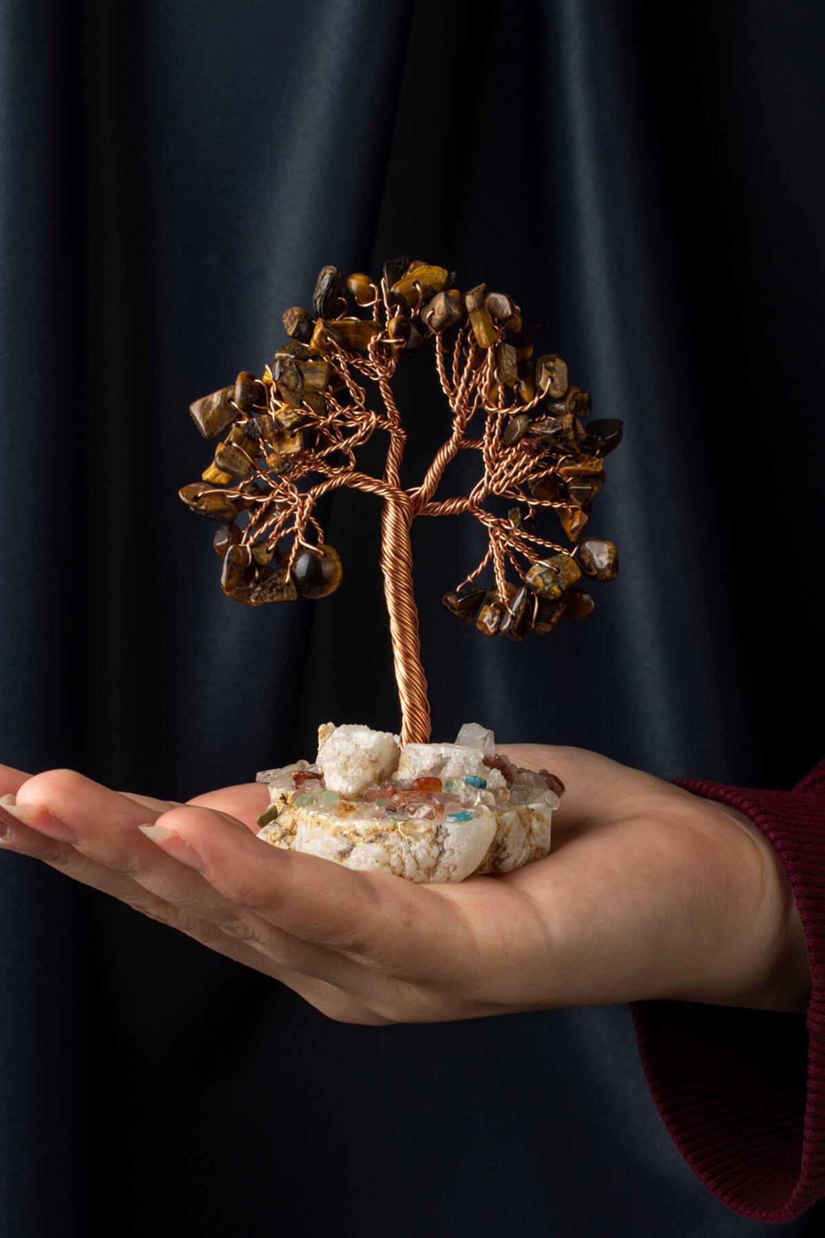 Kaplan Gözü Taşı El Yapımı Doğal Taş Dekoratif Ağaç