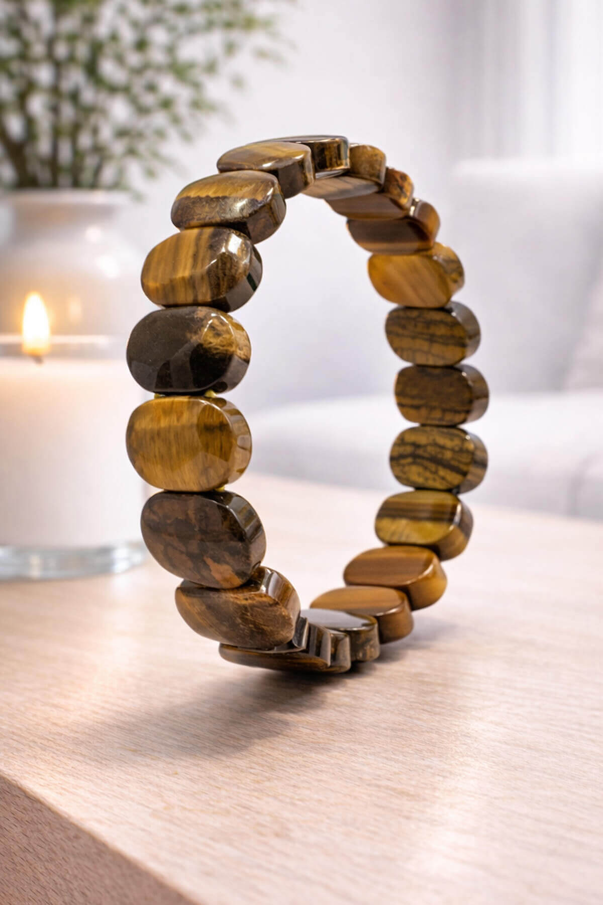 Kaplangözü Doğal Taş Parlak Oval Faset Kesim 11x15mm Bileklik