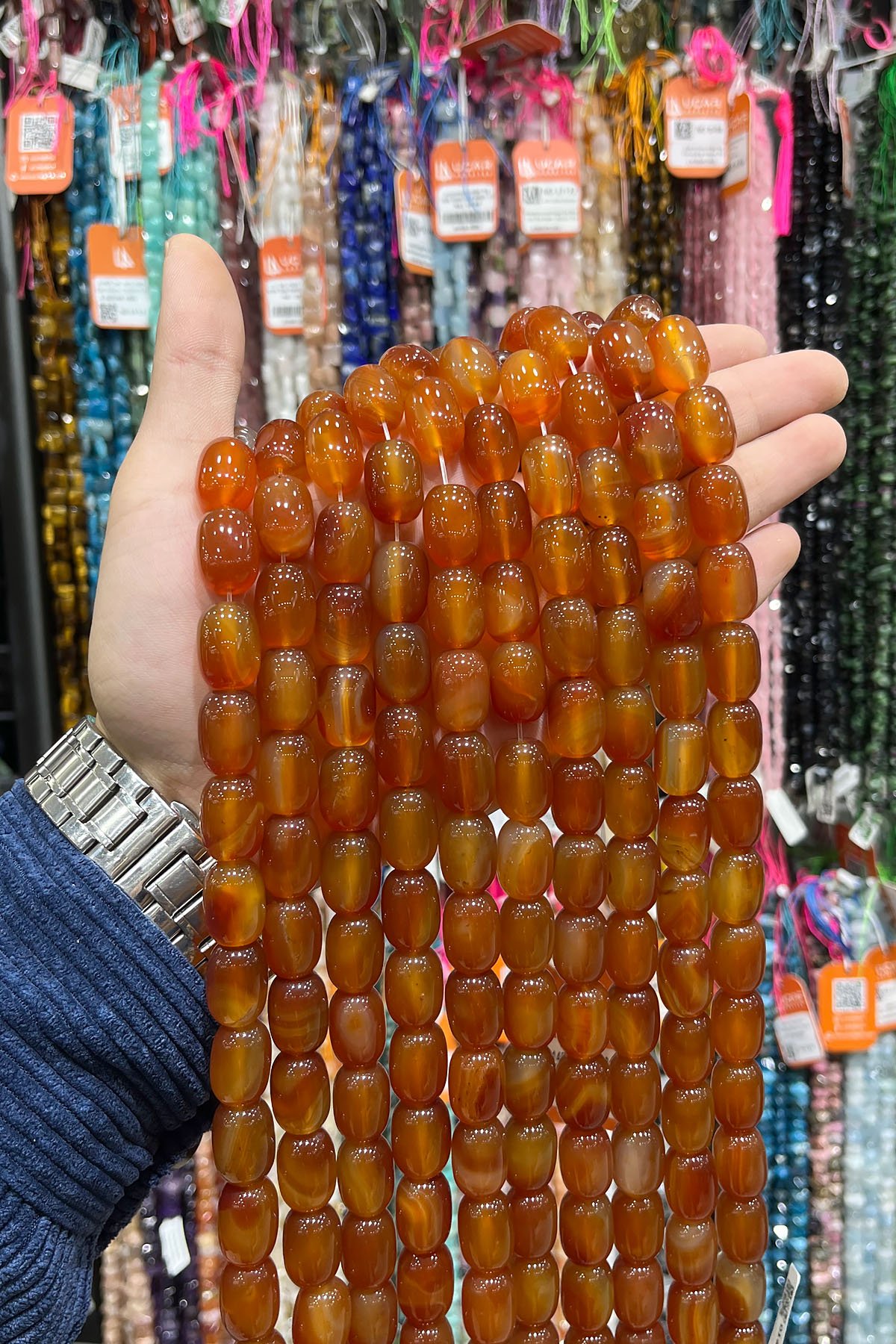 Karnelyan Akik Doğal Taş Silindir Kesim 13x18mm Dizi