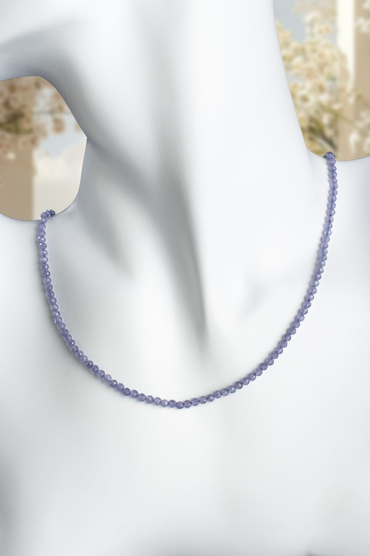 Kedi Gözü Doğal Taş Mor Kristal Küre Kesim 3mm Kolye