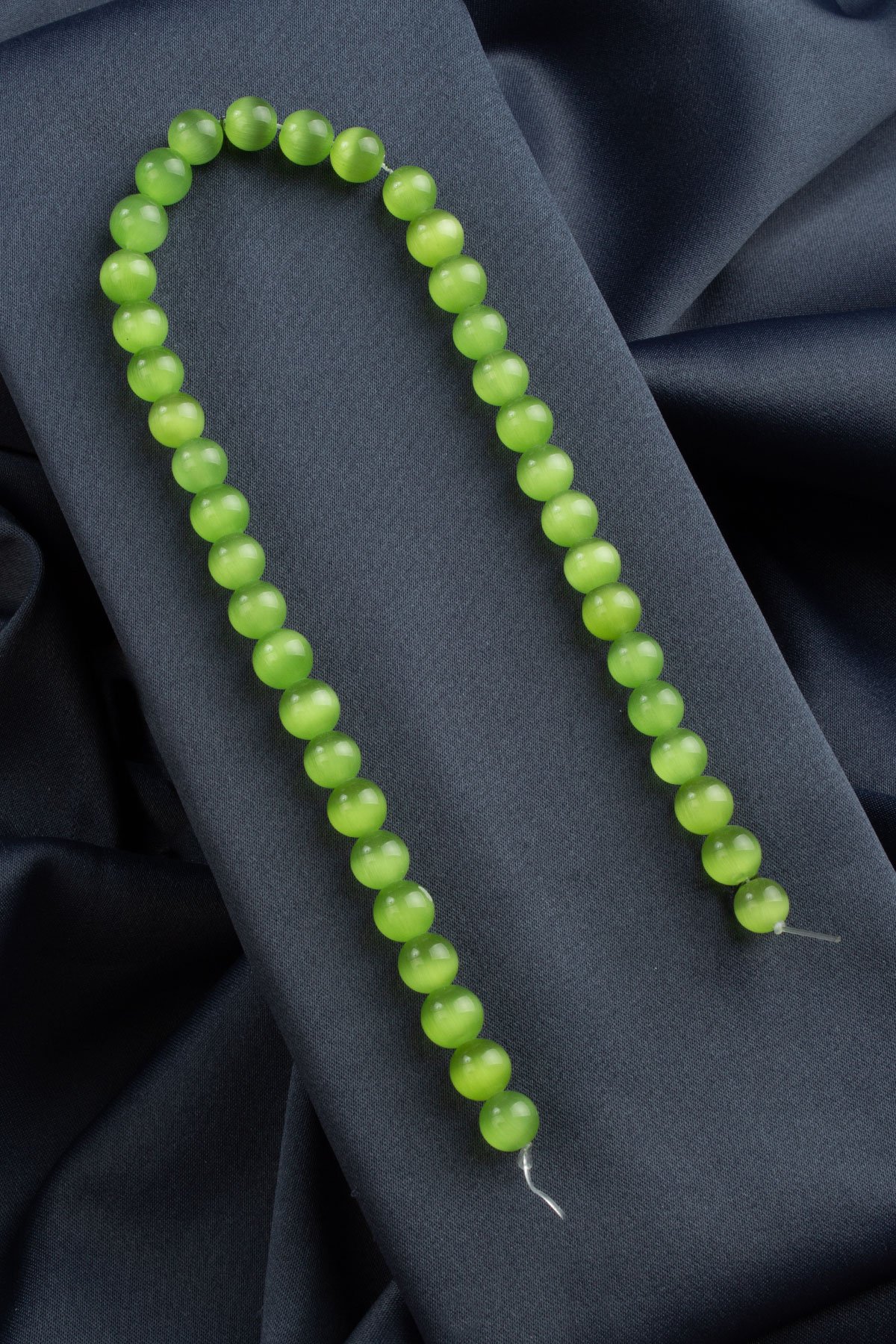 Kedi Gözü Doğal Taş Parlak Açık Yeşil Küre Kesim 10mm Dizi [B+]