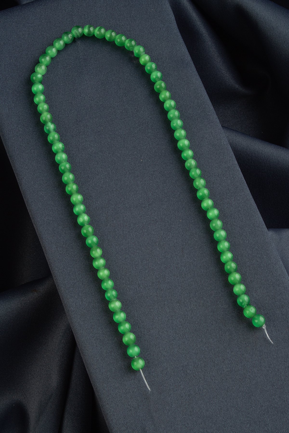 Kedi Gözü Doğal Taş Parlak Yeşil Küre Kesim 6mm Dizi [AB+]