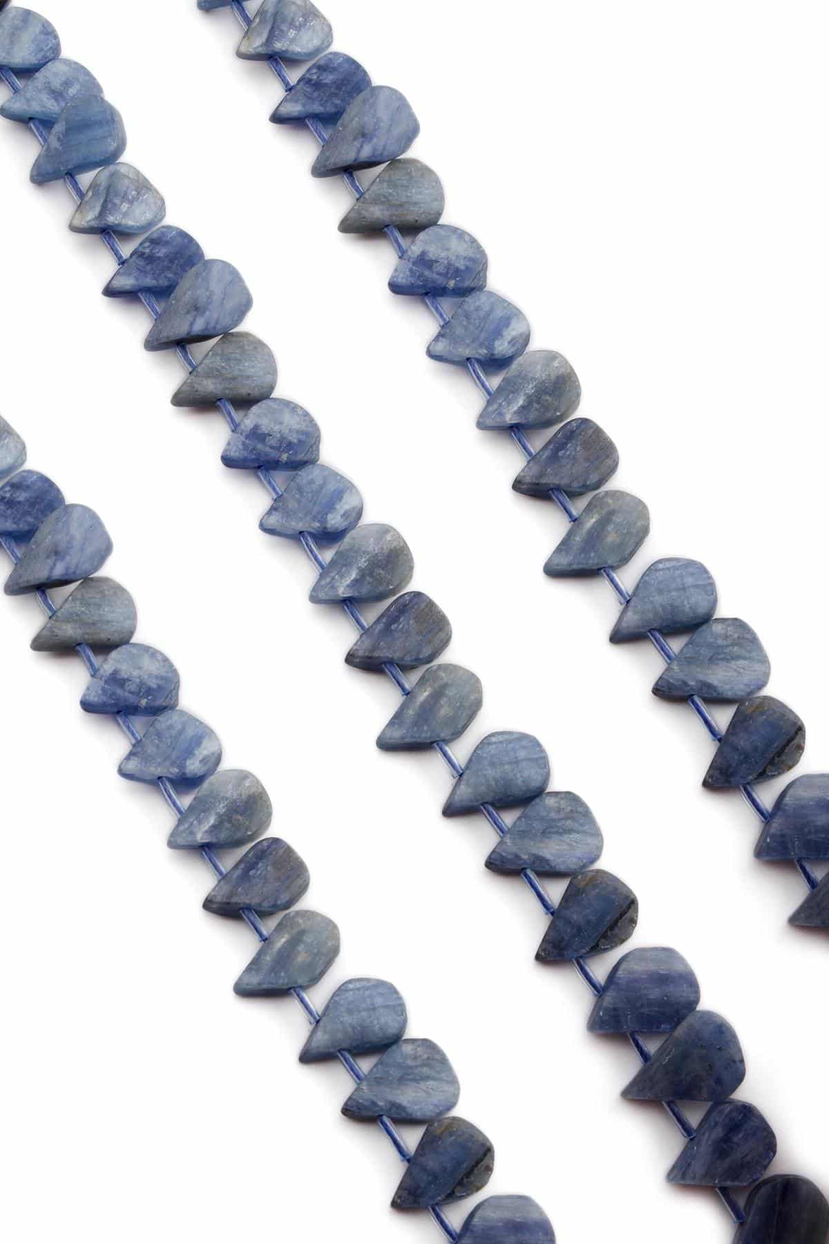 Kyanit Doğal Taş Parlak Lacivert Yassı Damla Kesim 16x9mm Dizi [AA]