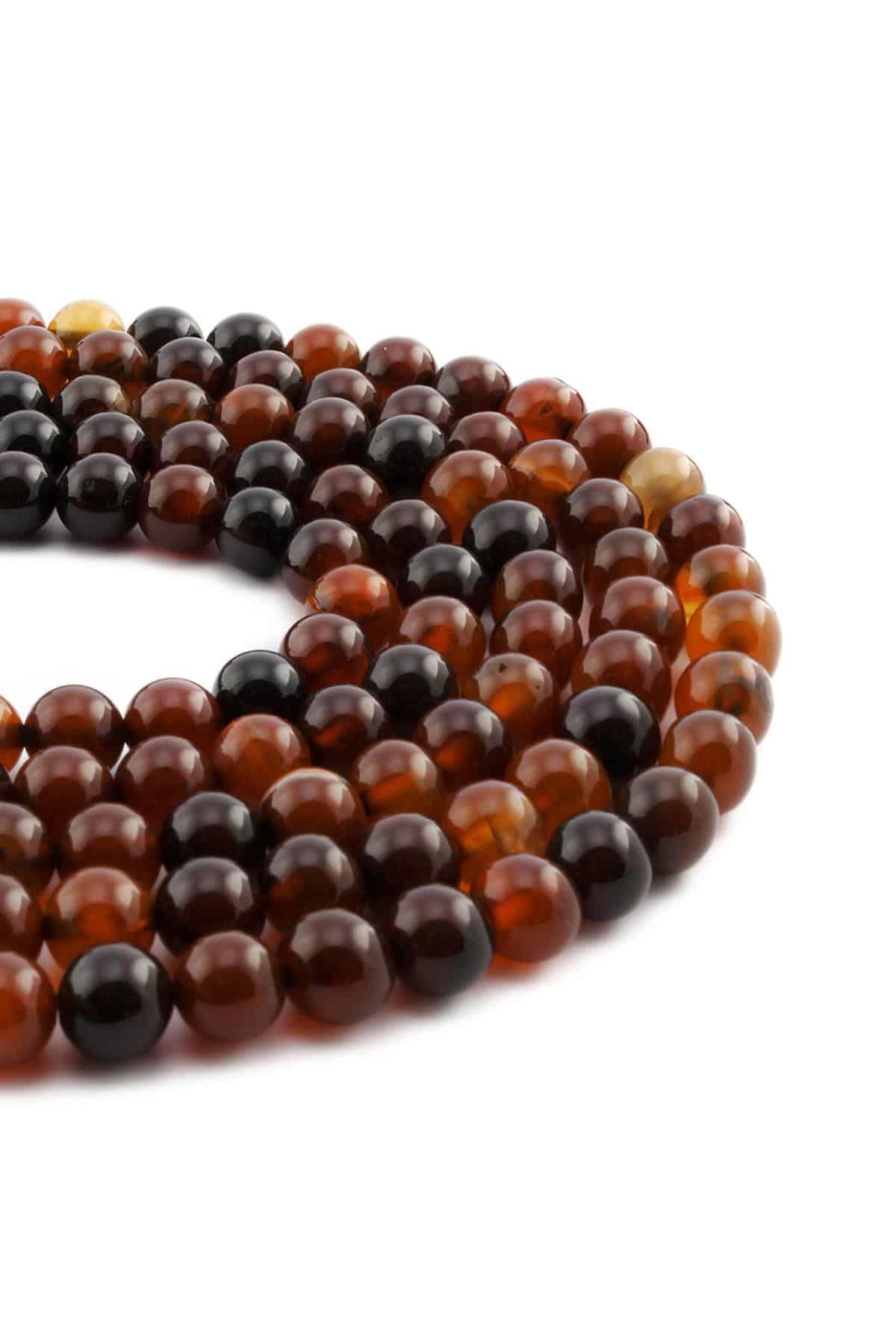 Kızıl Akik Taşı Parlak Küre Kesim 8mm Dizi [AA]