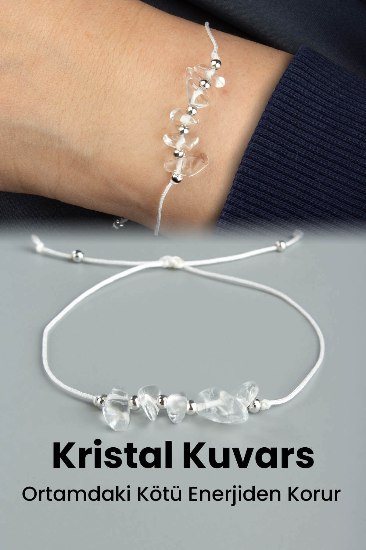 Kristal Kuvars Doğal Kırık Taş Aslan Burcu Bilekliği