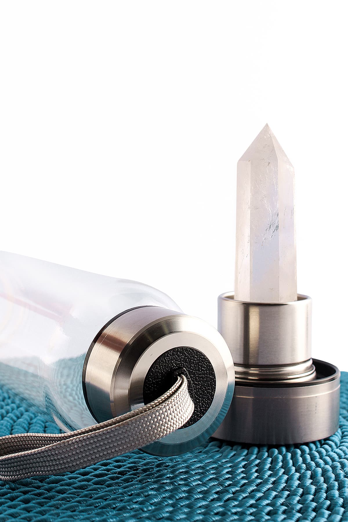 Kristal Kuvars 500 Ml Cam Matara Su Şişesi Kılıflı