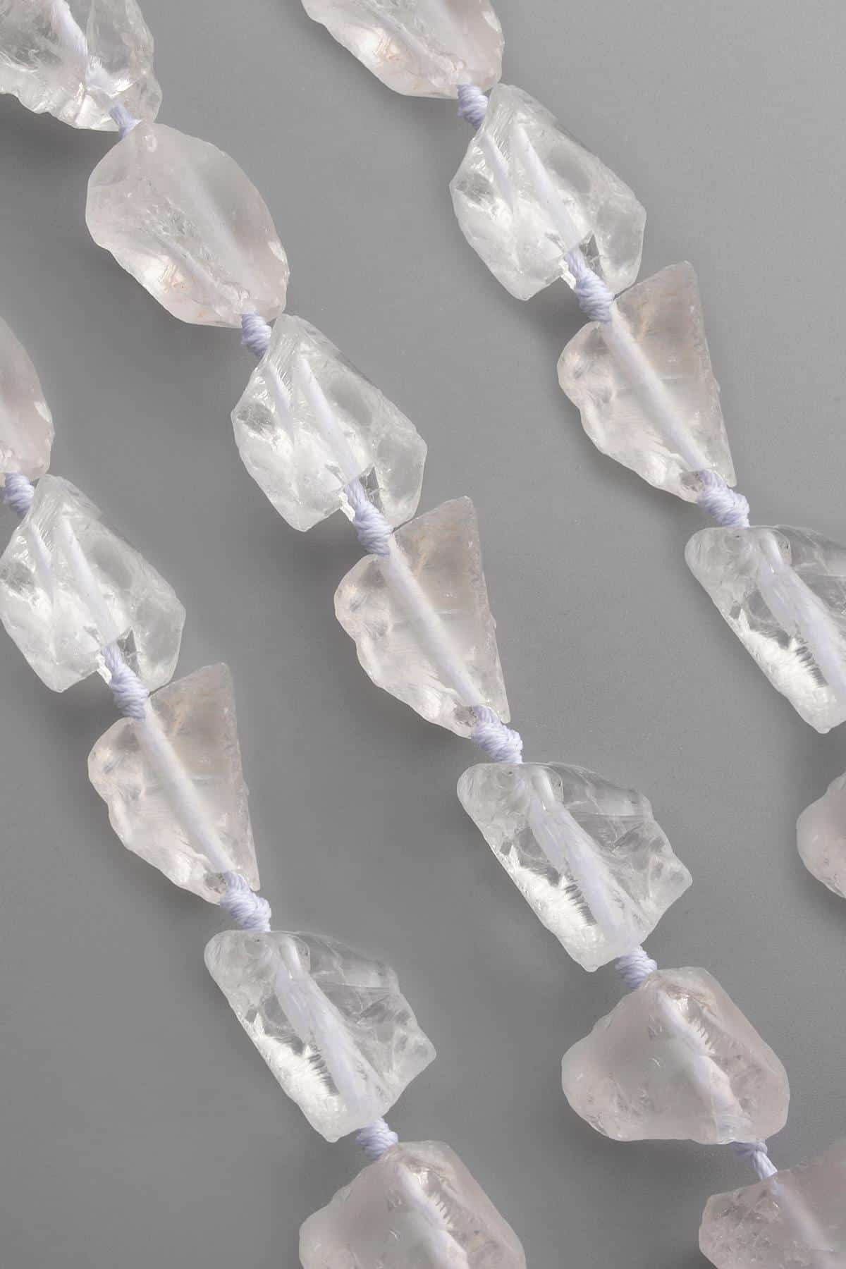 Kristal Kuvars Doğal Taş Ham Kütle Kesim 15x25mm Dizi