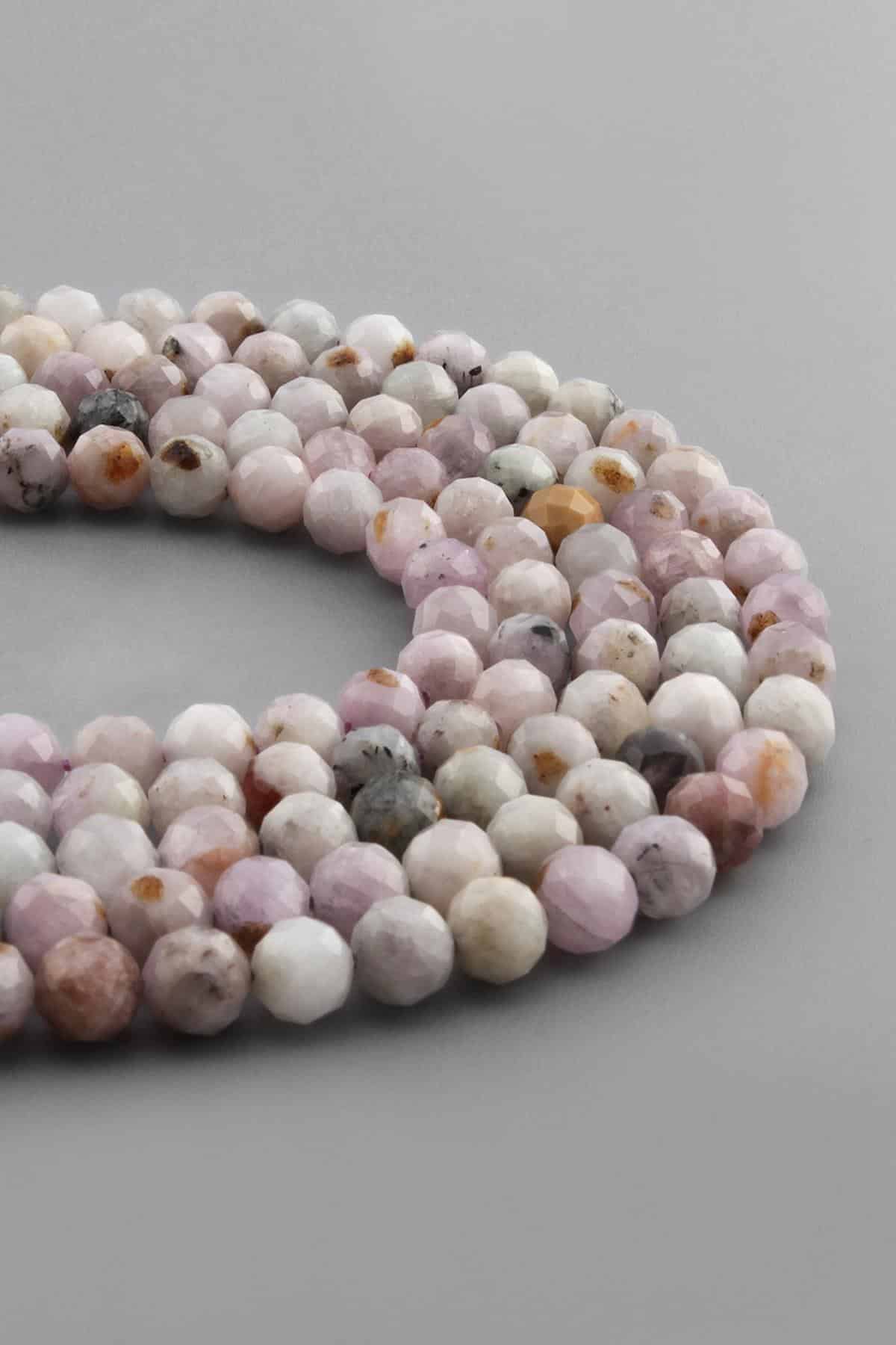 Kunzit Doğal Taş Parlak Küre Kristal Kesim 6mm Dizi