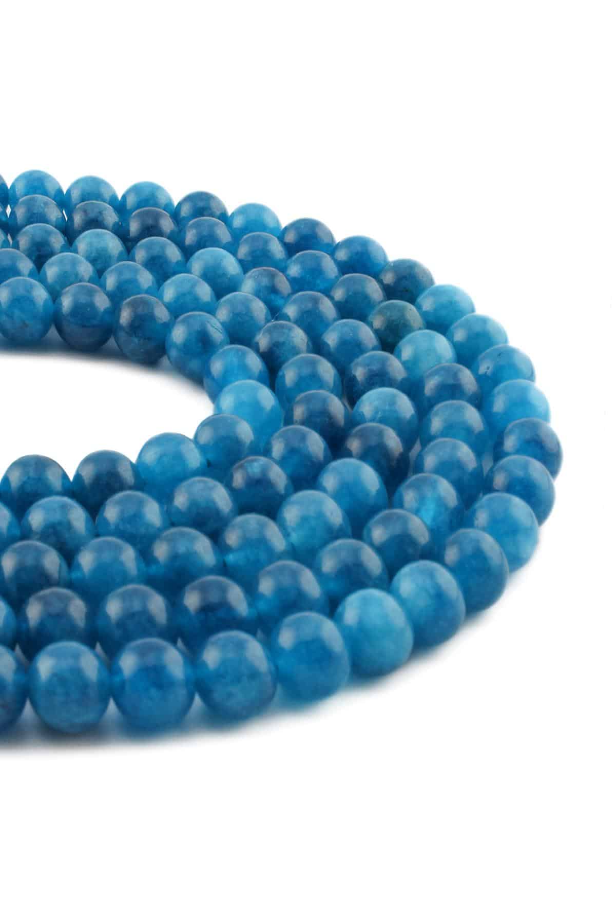 Mavi Kuvars Doğal Taş Parlak Küre Kesim 8mm Dizi [B]
