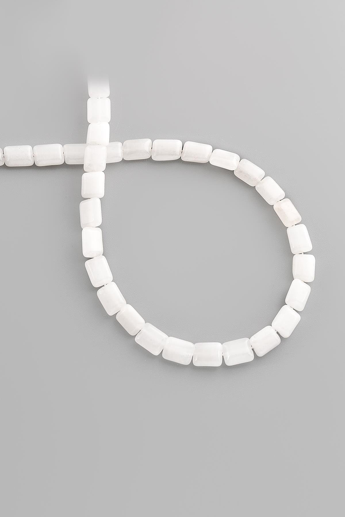 Beyaz Kuvars Doğal Taş Parlak Beyaz Yassı Dikdörtgen Kesim 6x8mm Dizi [AA]