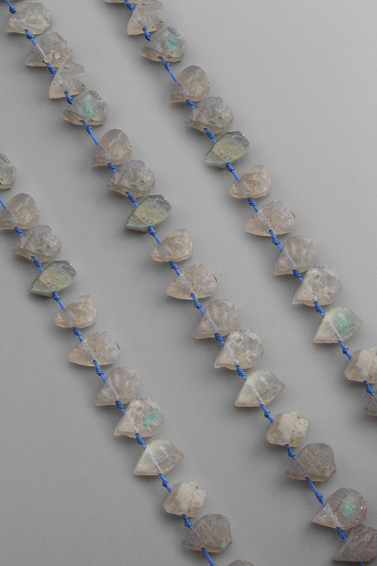 Labradorit Doğal Taş Parlak Yassı Ham Damla Kesim 12x9mm Dizi [AA]