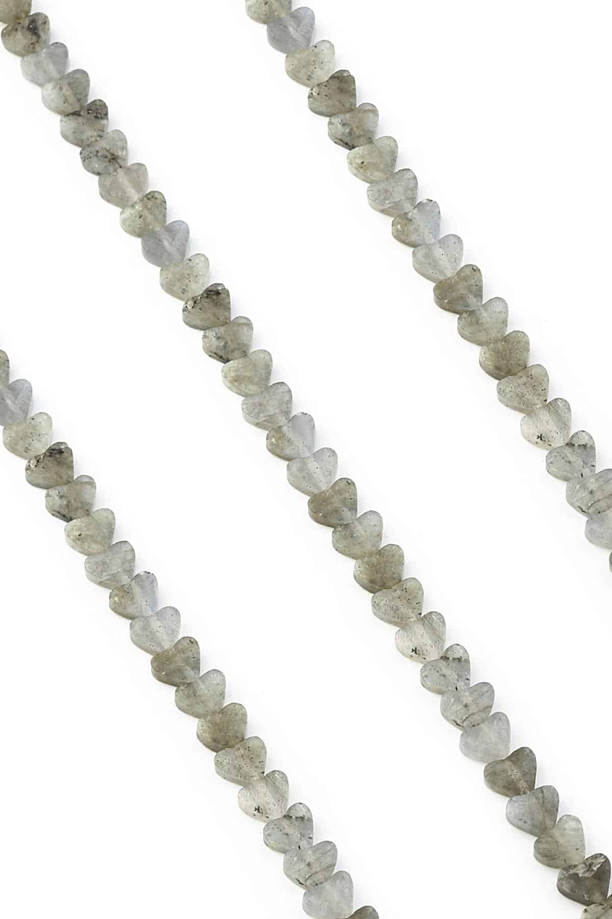 Labradorit Doğal Taş Parlak Gri Kalp Kesim 6x3mm Dizi [AA]