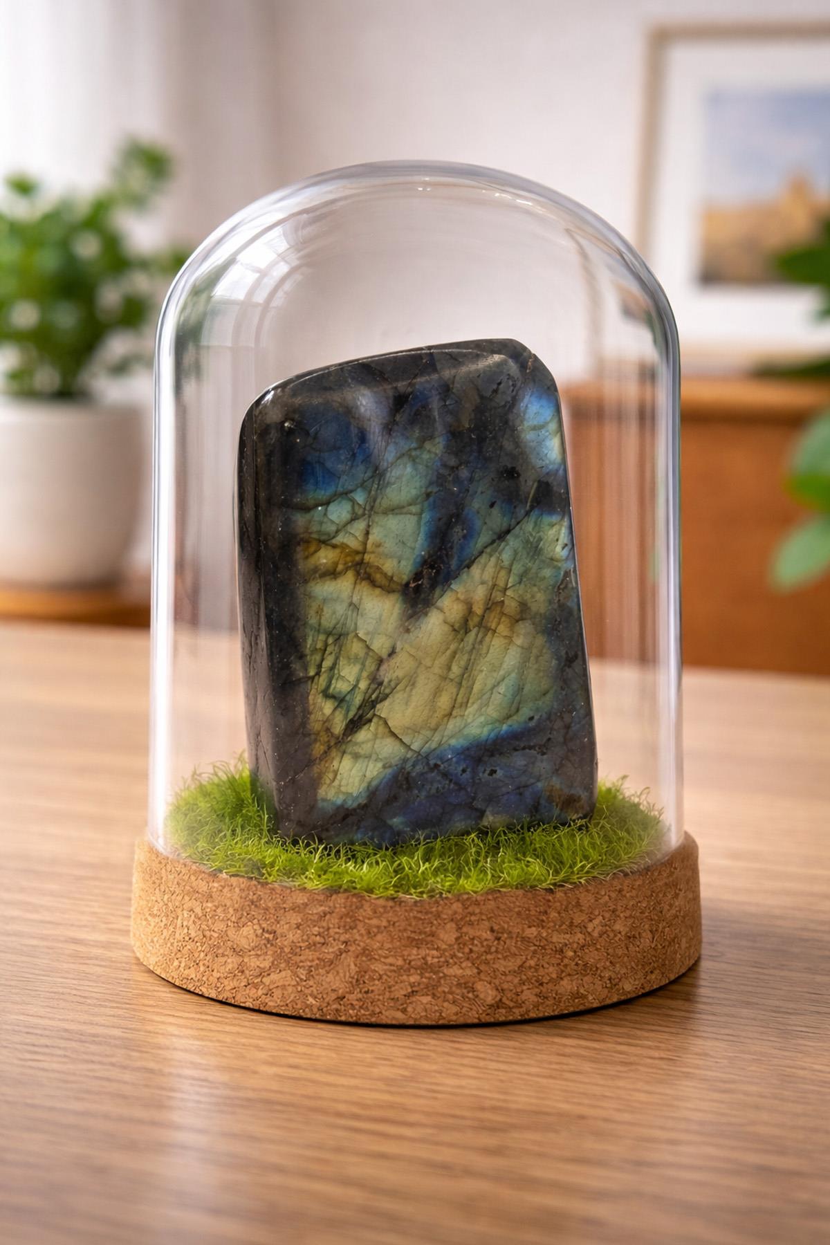 Labradorit Taşı Cam Fanus