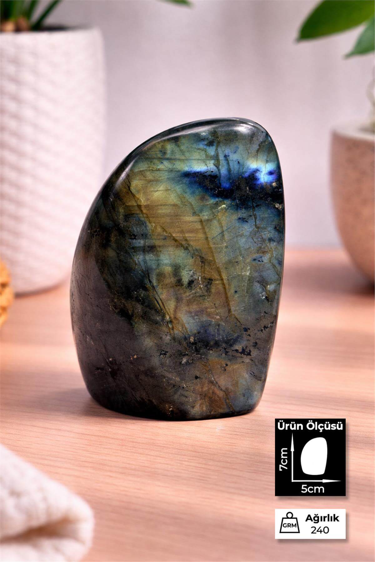 Labradorit Taşı Tamburlanmış Ham Kütle Doğal Taş - 240 Gram