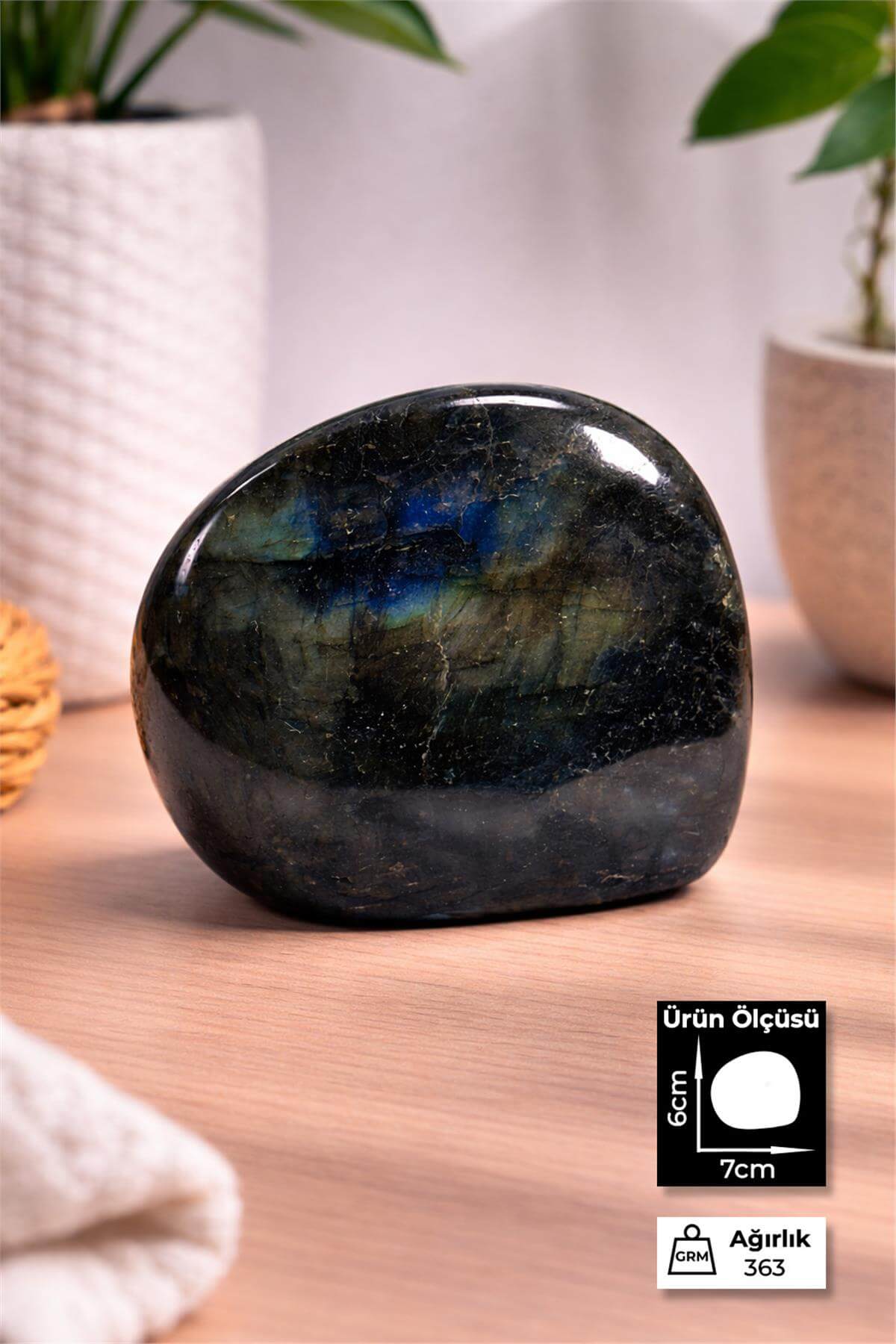 Labradorit Taşı Tamburlanmış Ham Kütle Doğal Taş - 363 Gram