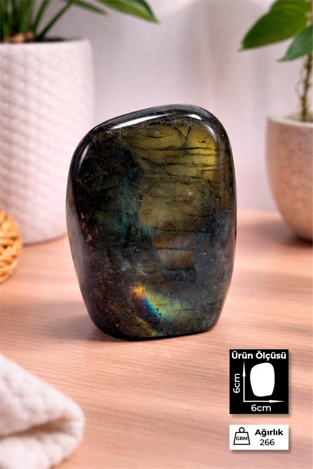 Labradorit Taşı Tamburlanmış Ham Kütle Doğal Taş - 266 Gram