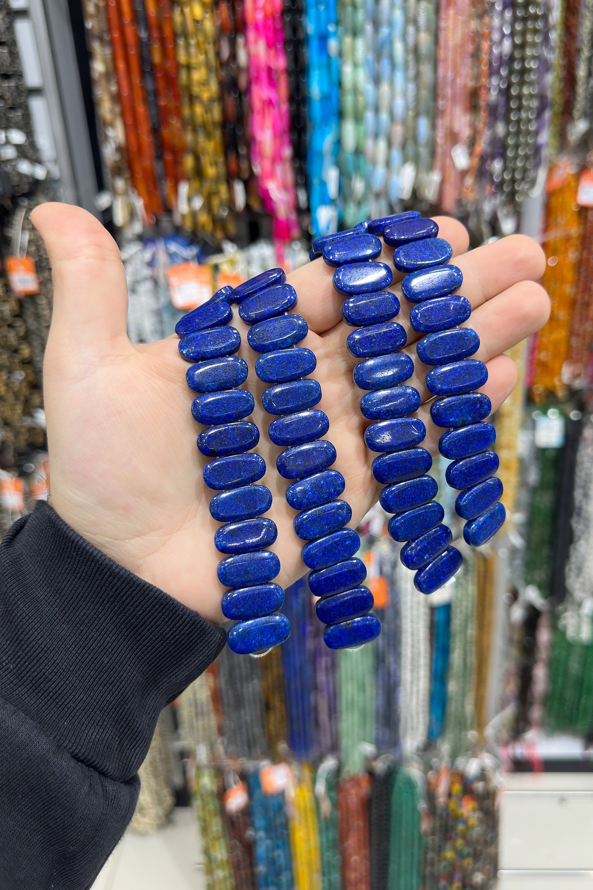 Lapis Taşı Oval Kesim Çift Delikli 10x20mm Dizi