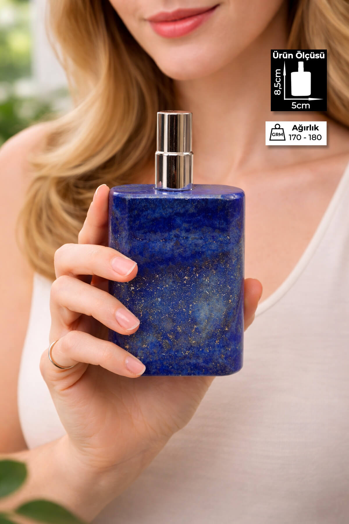 Lapis Lazuli Taşı Parfüm Şişesi 10 ml - Doldurulabilir Cep Boy