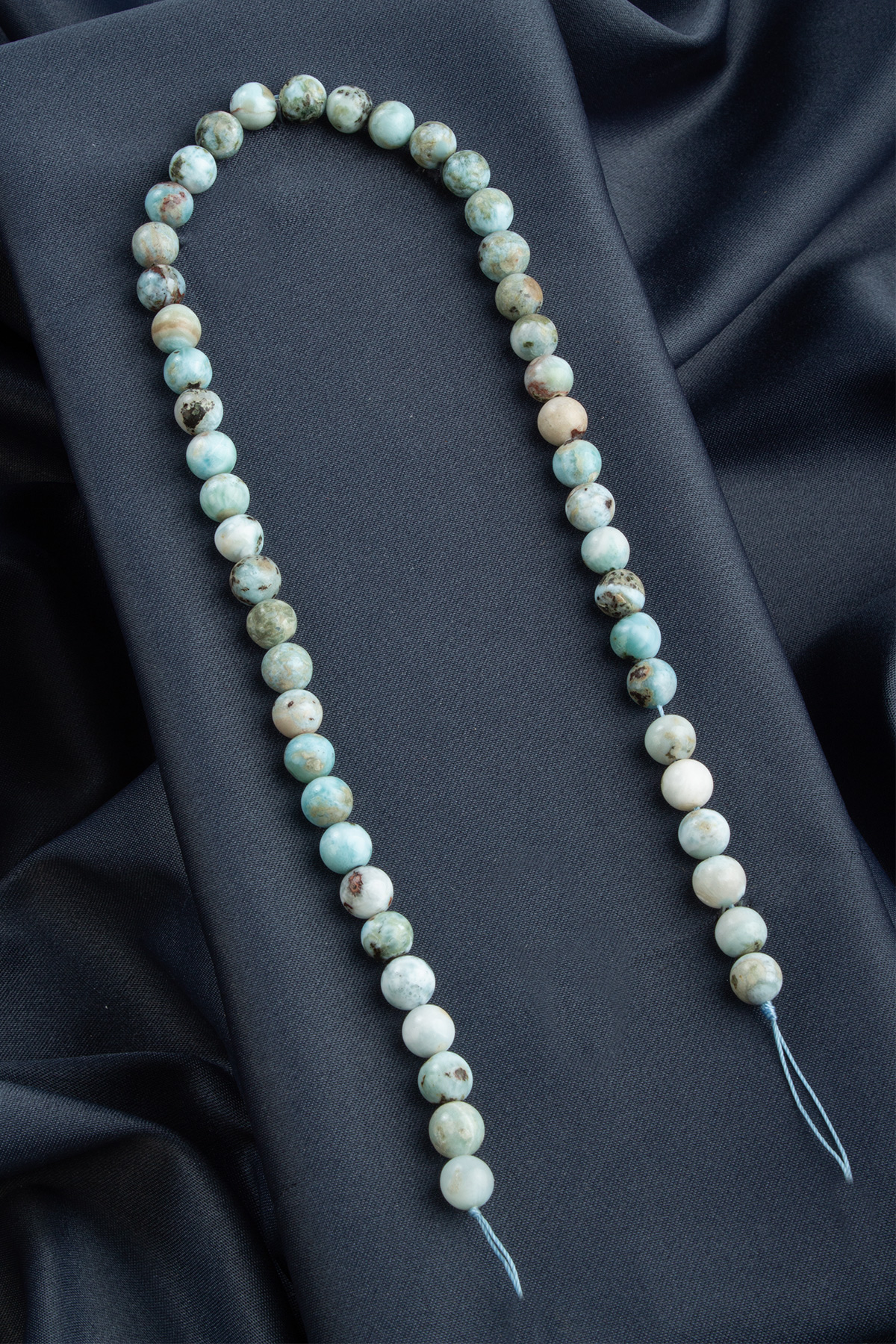 Larimar Doğal Taş Parlak Küre Kesim 8mm Dizi