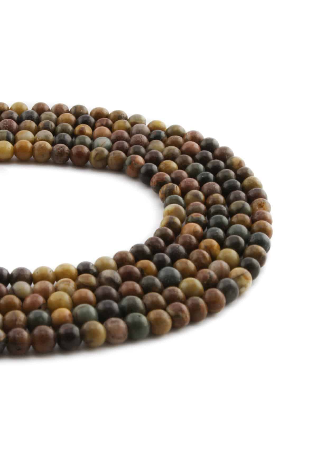 Leopar Jasper Doğal Taş Parlak Küre Kesim 4mm Dizi [AA]