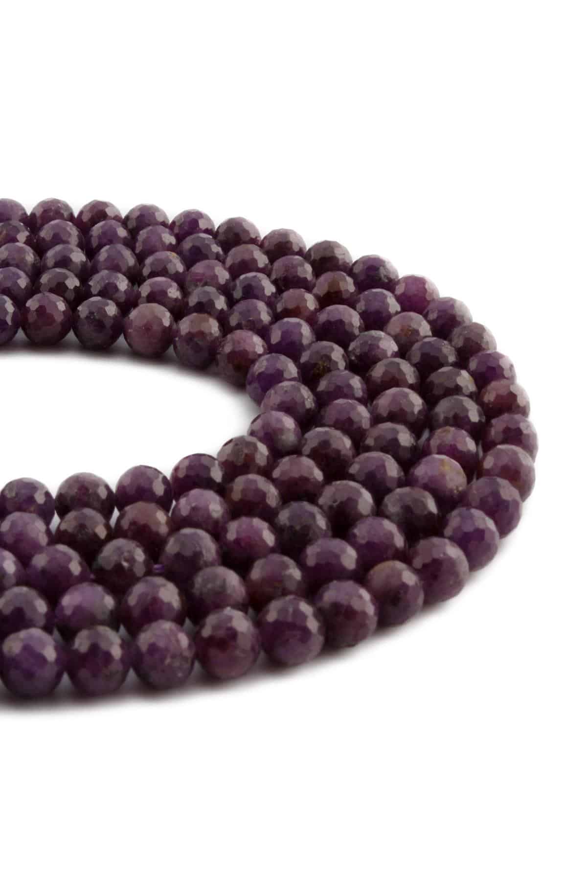 Lepidolit Doğal Taş Parlak Küre Kristal Kesim 6mm Dizi [AA]