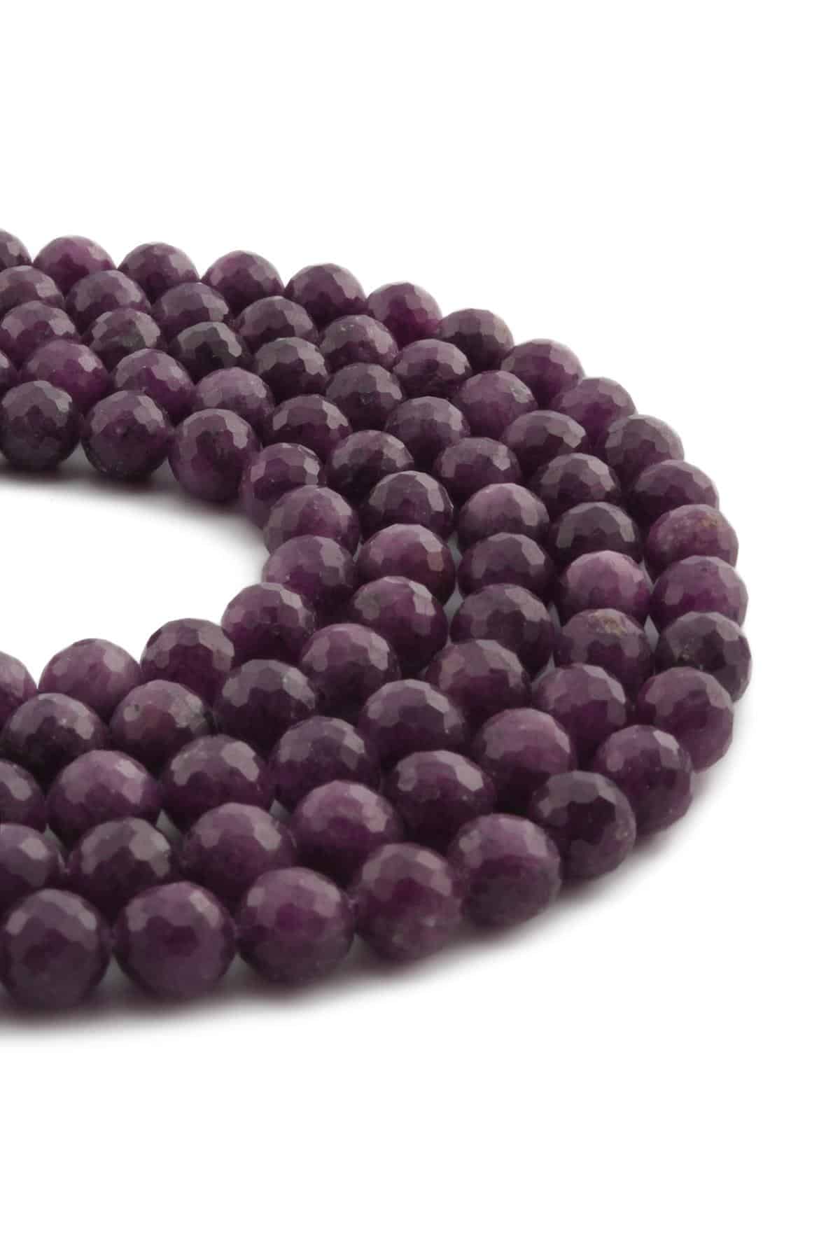 Lepidolit Doğal Taş Parlak Mor Küre Kristal Kesim 8mm Dizi [AA]